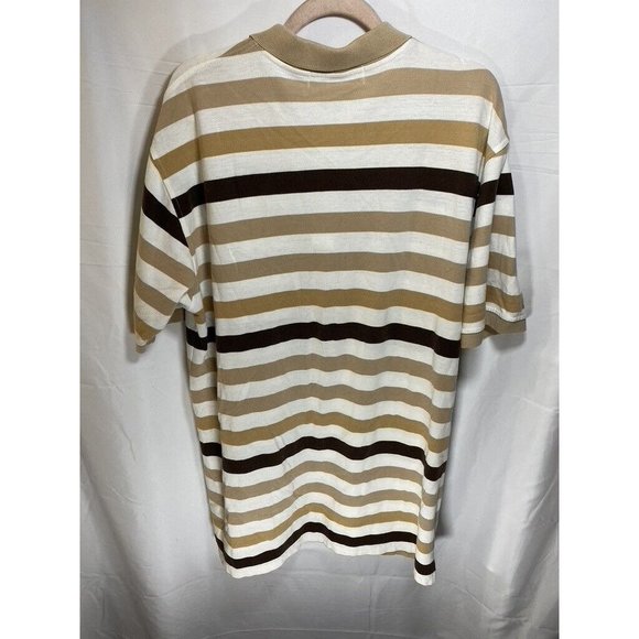 212 NYC Polo‎ Shirt Adult 2XL Beige Striped Button Golfer Rugby Mens - Picture 5 of 8
